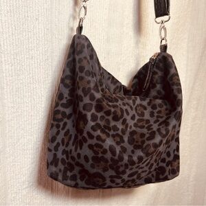 Bag Blue Crossbody Purse Slouchy Handbag Leopard Cheetah Animal Print Clarks Med